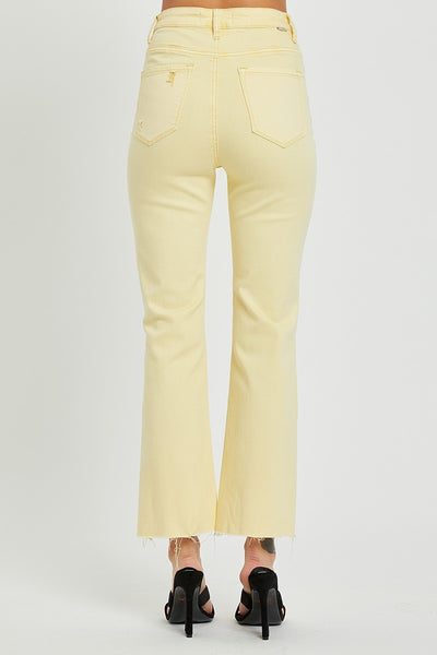 Rise HR Crop Straight Jean in Pale Yellow