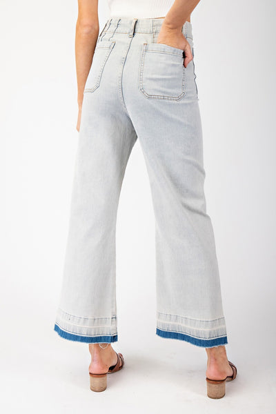 Mineral Wash Denim Cropped Pant