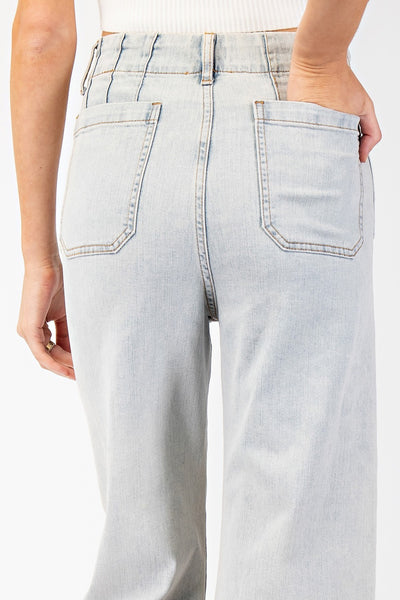 Mineral Wash Denim Cropped Pant