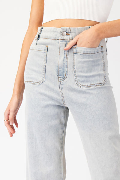 Mineral Wash Denim Cropped Pant