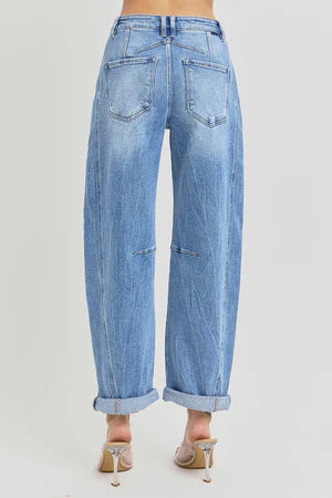 Risen HR Boyfriend Cuffed Barrel Jean