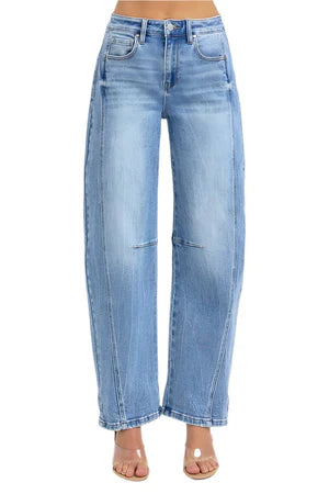 Risen HR Boyfriend Cuffed Barrel Jean