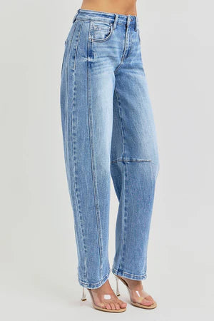 Risen HR Boyfriend Cuffed Barrel Jean