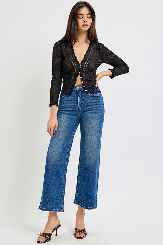 Risen TC-EB High Rise Crop Wide Jean