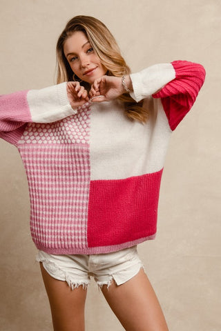 Pink Square Love Sweater