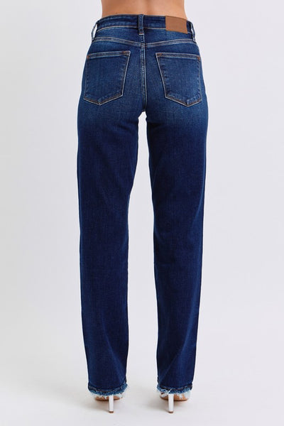 Judy Blue MR Straight Leg Fray Hem Jean