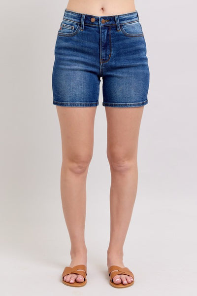 Judy Blue 2 Button Mid Length Dad Shorts