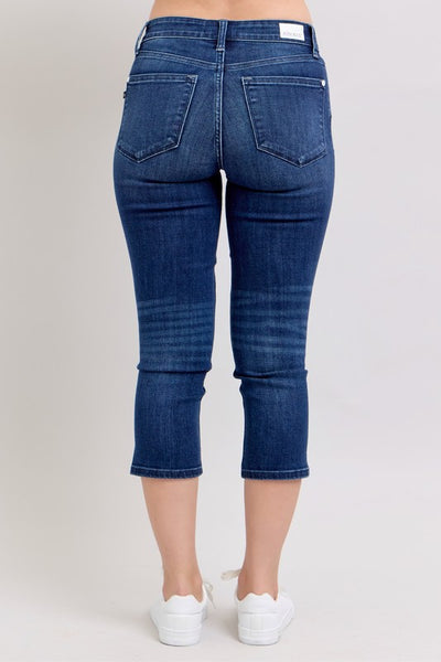 Judy Blue Super Dark Wash Capri w/ Side Slit