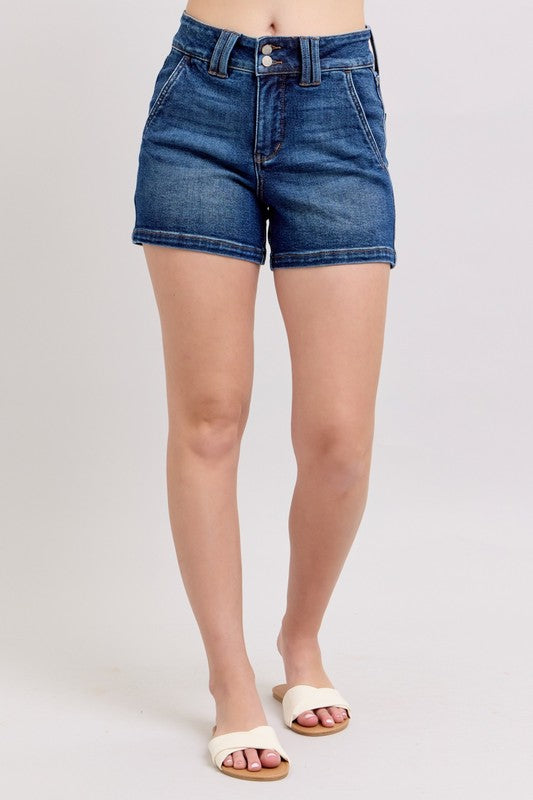 Judy Blue HW Double Button Waistband Shorts