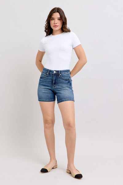 Judy Blue MR Tummy Control Mid Length Shorts