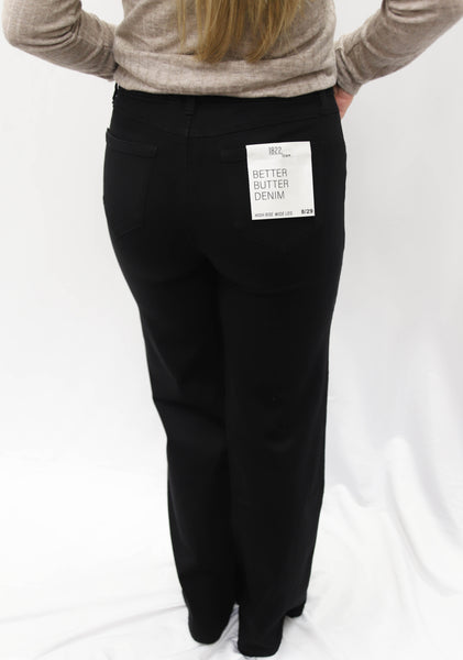 1822 Black Better Butter HR Wide Leg Pant