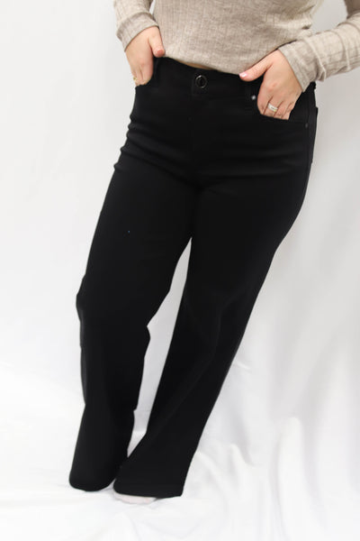 1822 Black Better Butter HR Wide Leg Pant