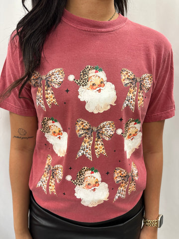 Leopard Coquette & Santa Crimson Tee