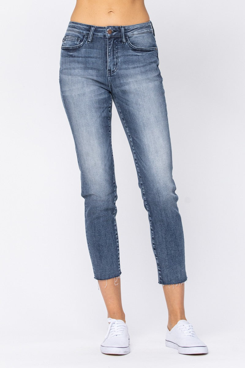 Judy Blue HR Raw Hem Relaxed Fit Jean