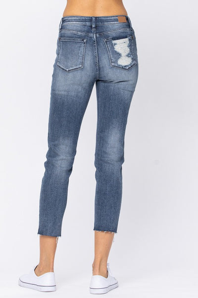 Judy Blue HR Raw Hem Relaxed Fit Jean