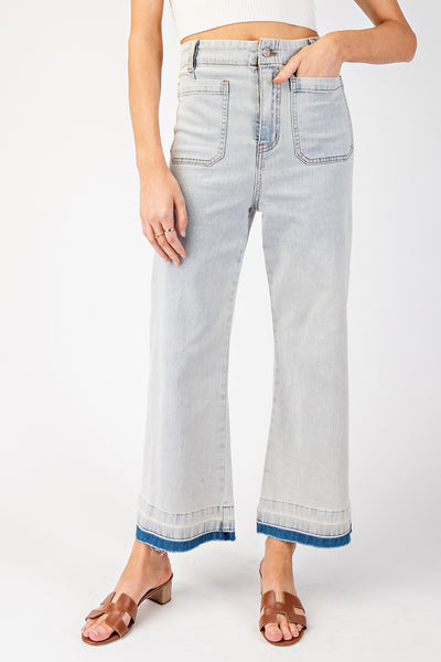 Mineral Wash Denim Cropped Pant