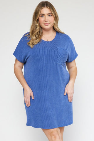 Everyday Ribbed Indigo Dress