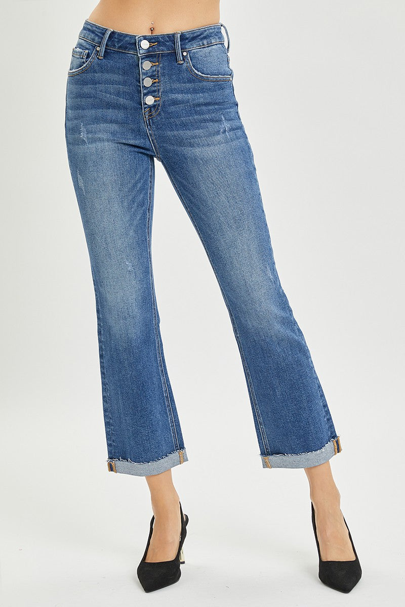 Risen HR Crop Straight Button Fly Jean