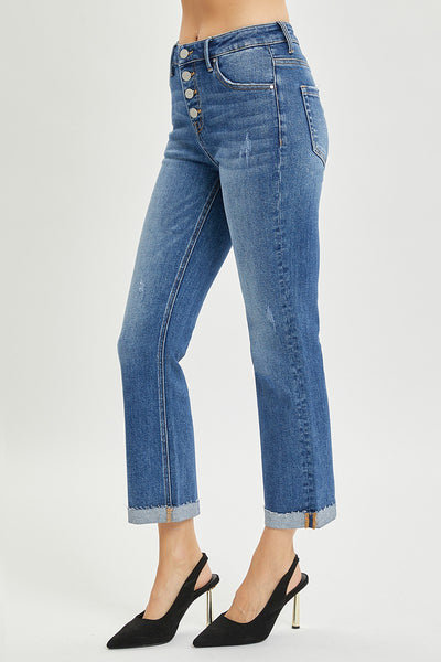 Risen HR Crop Straight Button Fly Jean